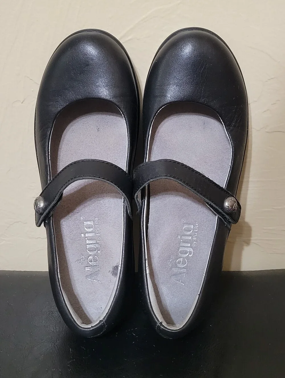 alegria flair nappa black leather wedge